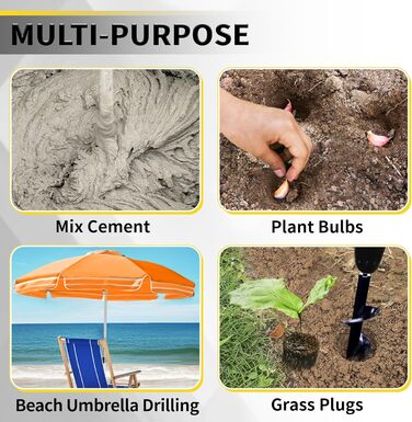 Універсальний набір ґрунтобурів для дриля 4x42 см та 9x40 см, садовий бур для шуруповерта, легкий спіральний бур, бур для посадки цибулин, овочів та неглибоких садових робіт, чорний 4x42 9x40 см