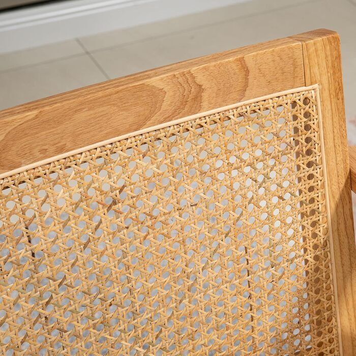 Крісло HOMCOM, крісло-реклайнер для вітальні з підлокітниками, подушка сидіння, крісло для відпочинку зі спинкою з ротанга, крісло для читання з ефектом льону, дерев&39яний каркас, м&39яке крісло для спальні, кремовий