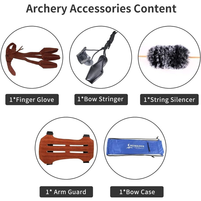 Професійний мисливський рекурсивний лук Huntingdoor 13–23 кг – для дорослих та початківців, для правшів, з аксесуарами та захистом для руки
