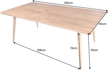 Обідній стіл Riess Ambiente з масиву дерева Mystic Living 160 см, акація, стіл з натурального масиву дерева, кухонний стіл з акації