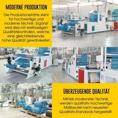 Літрові сині сміттєві мішки, 10 мішків - Надзвичайно міцні - Мішки для сміття - XXL сміттєві мішки - Тип 100 Extra - 120-літрові сміттєві мішки - 70 мкм - 700x1100 мм - LDPE - Великий сміттєвий мішок - 120 літрів - Надміцні 120-літрові сині сміттєві мішки