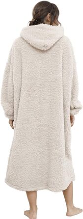 Великогабаритна шерпа-ковдра з капюшоном для чоловіків та жінок, довга зручна шерпа-ковдра, светр, волохатий пуловер, плюшевий, теплий, затишний, універсальний розмір, бежевий
