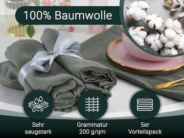 Набір ZOLLNER з 5 бавовняних чайних рушників розміром 50x70 см - суперпоглинаючі та міцні кухонні рушники - можна прати при темпер
