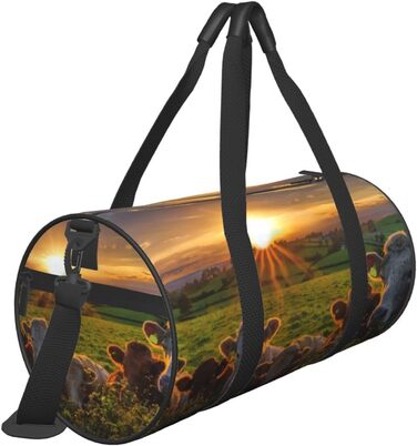 Спортивна сумка, дорожня сумка, сумка для подорожей, з принтом корівки, сумка на нічліг, чорна, універсальний розмір