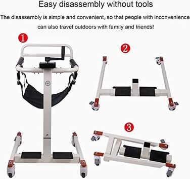 Підйомник для пацієнта Інвалідний візок для дому, Портативний підйомник для інвалідного візка Перенесення крісла з м'якою подушкою, тумбочка Туалет Душ Крісло Підйомник Сидіння для паралізованого догляду за людьми похилого віку