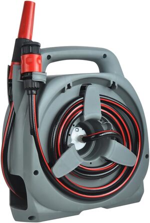 Шланг на котушці LEHMANN 10 м, для настінного монтажу, садовий шланг з переносною системою змотування, включає 2 м підвідного шланга, зєднувачі 1/2 та 3/4