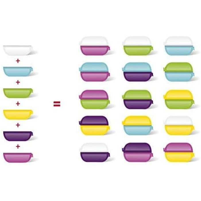 Набір контейнерів Emsa Clipboxen Variabolo 3 шт. (6 напів-контейнерів) Змінні комбінації Безпечно мити в посудомийній машині Ідеально для дітей, барвисті Розміри 15 x 3,5 x 10 см, 16 x 11 x 14 см