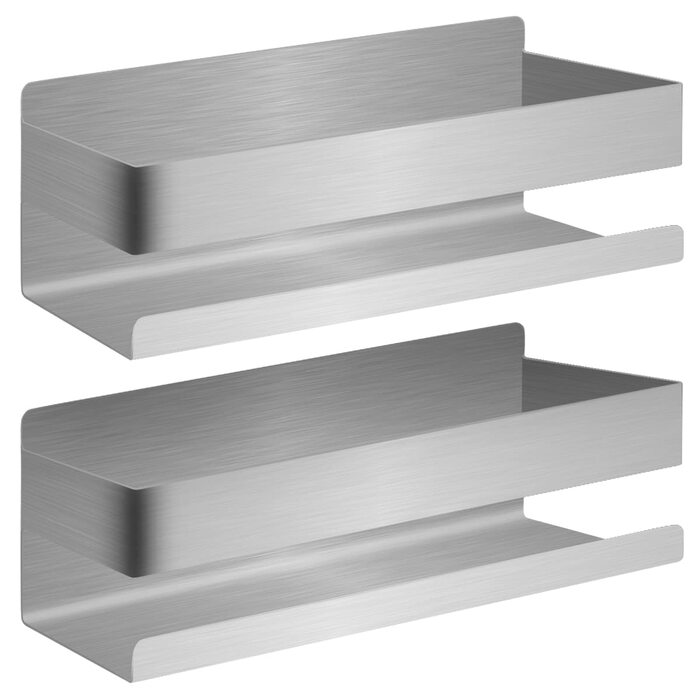 Полиця для душу Joejis з нержавіючої сталі - самоклеюча, без свердління - кутова полиця у ванну кімнату - тримач для душу, полиця для зберігання шампуню та засобів для душу - чорний/срібний (полірована нержавіюча сталь)