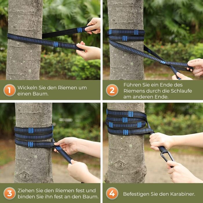 Ультралегкий гамак для подорожей Glymnis з підвісними тросами та сталевими карабінами, вантажопідйомність до 300 кг