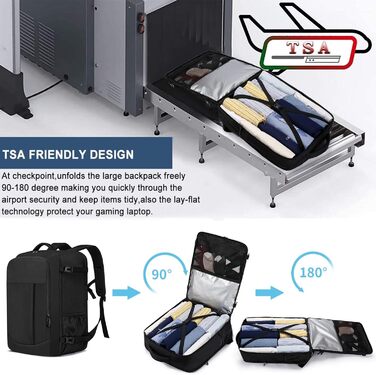 Рюкзак для ручної поклажі 55x40x20 см, місткість 44 л, великий дорожній рюкзак, ручна поклажа 55x40x20 см, дорожня сумка 55x40x20 см, рюкзак для 18-дюймового ноутбука, чорний, Lufthansa 55x40x20 см - 44 л