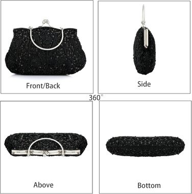 Жіноча клатч-сумочка з перлами ручної роботи, вечірня сумочка для вечірок та весіль (Чорна)