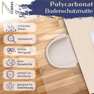 Захисний килимок для підлоги DURA-MAT з полікарбонату - прозорий килимок для стільців для килимових покриттів - перевірений килимок для офісних стільців для надійного захисту підлоги (100x120 см) Килимові покриття 100x120 см