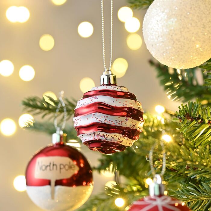 Різдвяні кульки 16 шт червоно-білі Valery Madelyn