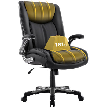 Офісне крісло COLAMY XXL, навантаження до 181 кг, штучна шкіра, чорний