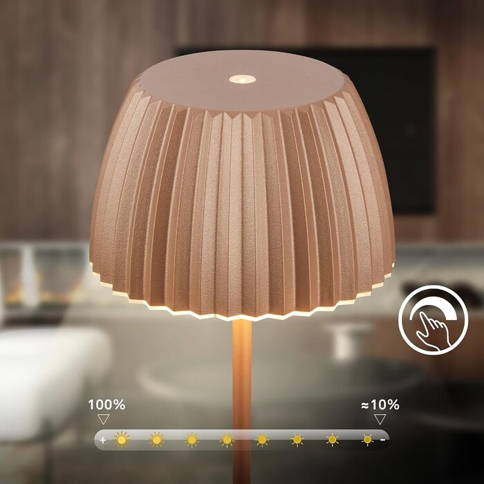 Стільний торшер BRILONER з LED-підсвіткою сенсорне керування, регулювання яскравості, тепле біле світло, 19x124 см, колір Coffee