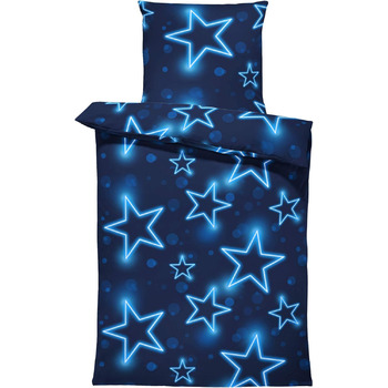 Постільна білизна one-home зірка 135x200 см зірка зірки темно-синій блискучий вигляд комплект з мікрофібри 135 x 200 см