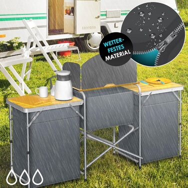 Кухня для кемпінгу KESSER У комплекті сумка для перенесення та комплект чашок Кемпінгова шафа, складна шафа з алюмінієвою рамою Дорожна кухня Кухонний ящик Шафа для намету Кухня для кемпінгу на свіжому повітрі Сірий Тип Великий Тип Великий Сірий
