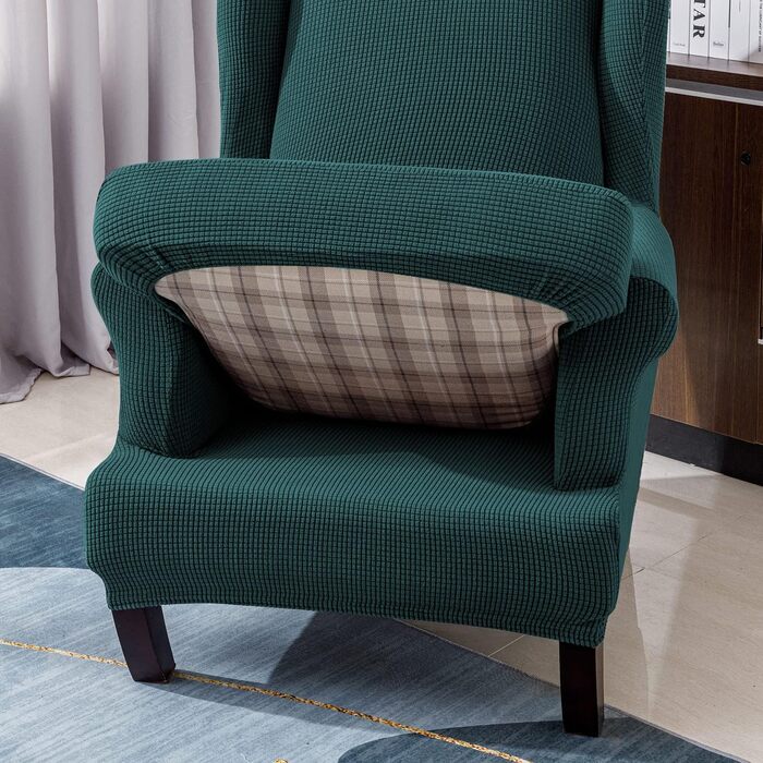 Чохол для крісла-крила EBETA, комплект із 2 предметів, жакардові чохли для крісел, еластичні чохли для підлокітників дивана, захисні чохли для крісел для читання та крісел-реклайнерів (оливково-зелений)