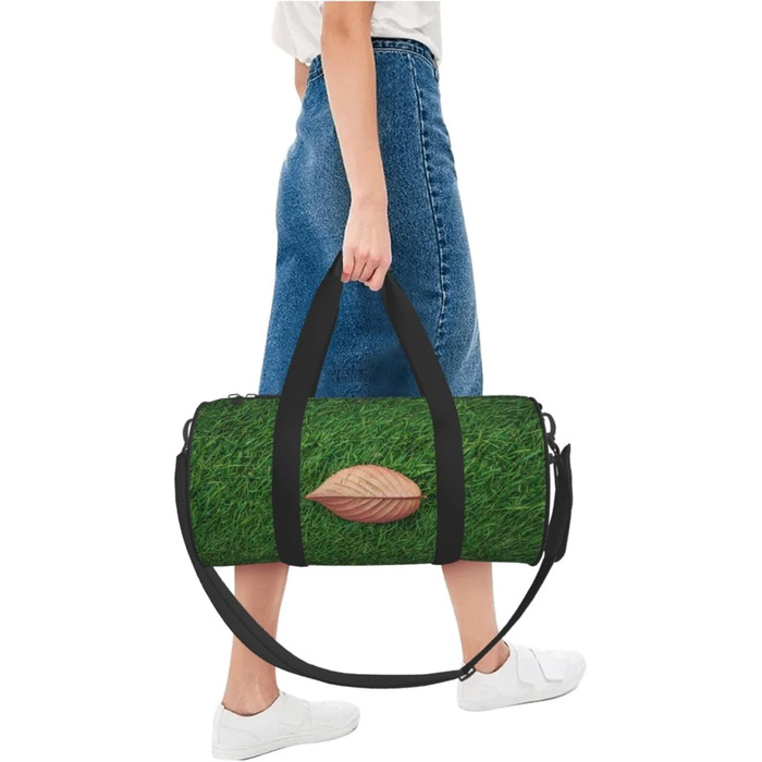 Спортивна сумка-мішок для подорожей з осіннім листям на зеленому тлі, чорна, універсальний розмір, дорожня сумка