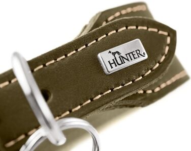 Ошийник для собак Hunter Aalborg ЕКСТРАШИРОКИЙ, колір коньяк, з м'якої шкіри напів-аніліну, з елегантним контрастним швом, виготовлено в Німеччині, розмір 35 коньяк 35