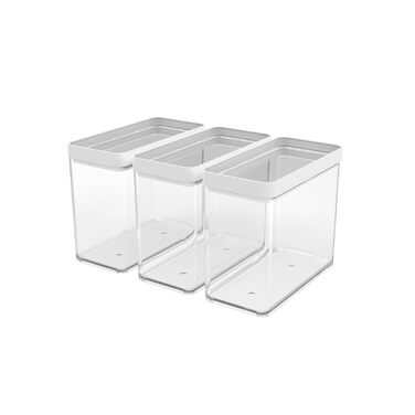 Контейнер для зберігання Rotho Fera Set з кришкою та ущільнювачем, пластик (SAN) без BPA, прозорий/білий (3 x 3,2 л)