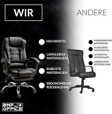 Ергономічне професійне офісне крісло RMF, розкладне, зручне та розслаблююче робоче крісло з підставкою для ніг розкладне крісло з поворотними колесами, регульована висота, чорне