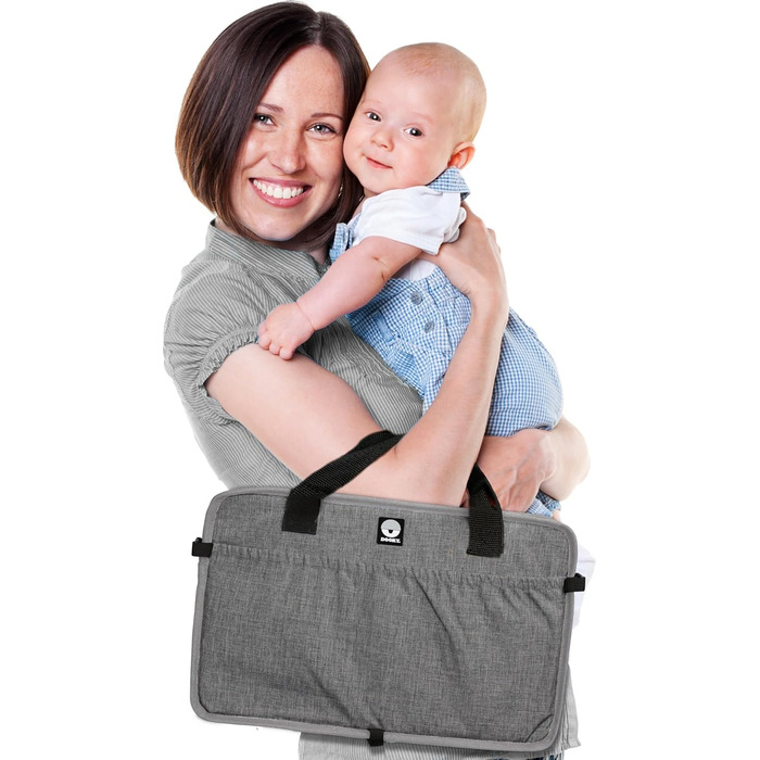 Складне дитяче ліжечко для подорожей з матрацом - надзвичайно легке, компактне, кишені з боків, 41 x 74 см (у зібраному вигляді) / 41 x 26 см (у складеному вигляді), 100 поліестер, чорний/сірий