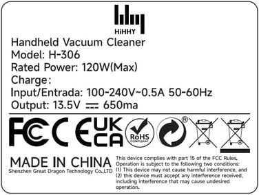Акумулятор для ручного пилососа Hihhy, акумуляторний ручний пилосос 12000Pa зі світлодіодним світлом, портативний міні-пилосос з ш