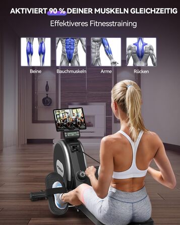 Новинка 2026 року Магнітний гребний тренажер DMASUN для домашнього використання з оновленими подвійними рейками, підключенням до додатку, 16 рівнями опору, РК-дисплеєм даних, ідеально підходить для кардіотренувань, витримує до 160 кг, чорний/сріблястий