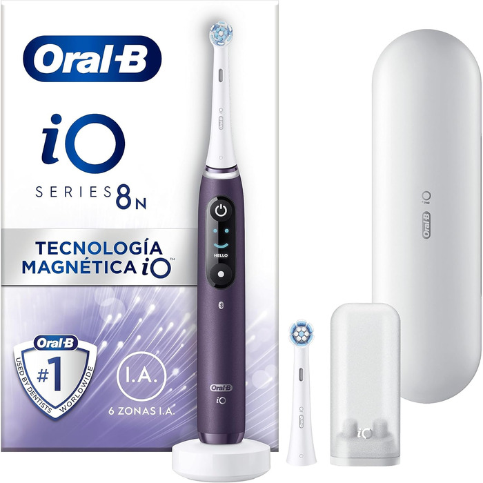 Електрична зубна щітка Oral-B iO 8N, фіолетова, Bluetooth, 2 щітки, 1 дорожній кейс