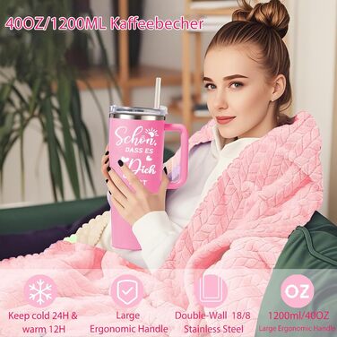 Подарунки для жінок, подарунковий набір для найкращої подруги, м&39які подарунки-ковдри для дівчини, мами, бабусі, сестри, дружини з винним келихом з нержавіючої сталі об&39ємом 40 унцій як подарунок на Різдво чи день народження, чудово, що ти існуєш