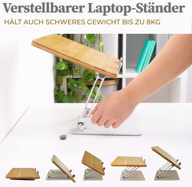 Підставка для ноутбука з дерева HENNEZ, регульована по висоті - для ноутбуків та MacBook - тримач для ноутбука, підставка для столу - ергономічна підставка для ноутбука