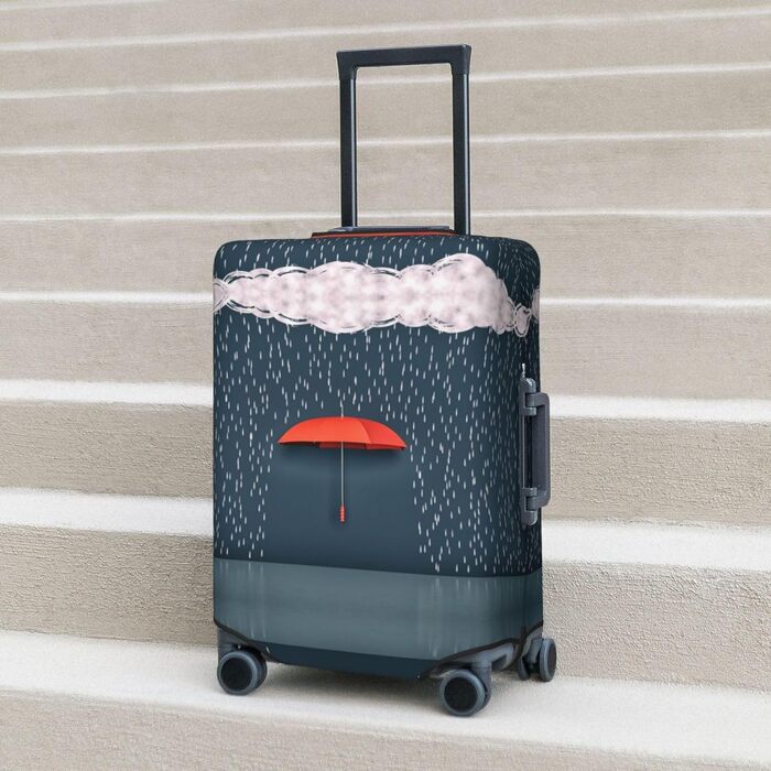Чохол для валізи BAFAFA з принтом червоних парасольок, еластичний захист від подряпин та пилу, чорний, розмір 90