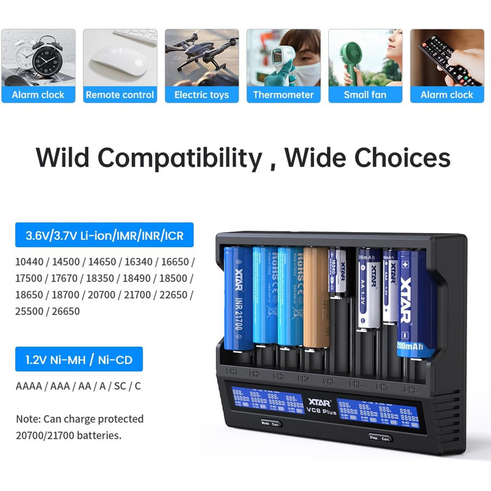 Зарядний пристрій для акумуляторів 18650 1.2V AAA AA 3.6V Li-ion XTAR VC8 Plus, тест ємності акумулятора