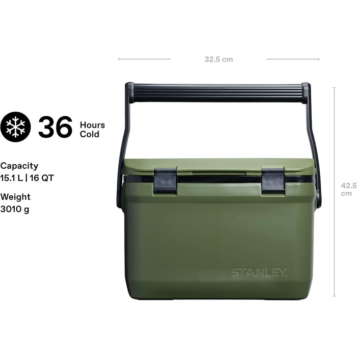 Вуличний холодильник Stanley 1913 Adventure 6,6 літрів Polar - Маленький кемпінговий холодильник - Без бісфенолу А - Кришка також функціонує як сидіння - Міцний ізольований бокс без електрики - Герметичний 15,1 л, хакі