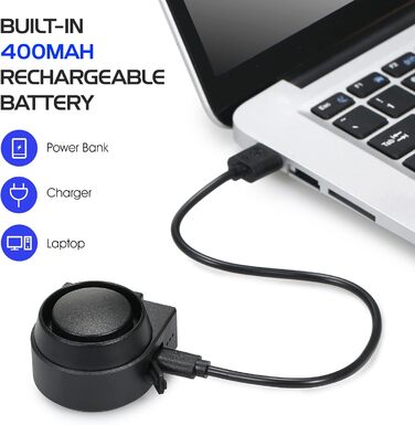 Велосипедна сигналізація-дзвінок, 115 дБ, IPX5, Бездротова, Чорний