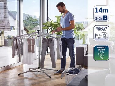 Сушарка Leifheit LinoPop-Up 140, що стоїть, ротаційна сушарка для білизни з чотирма плечима, компактна сушарка, що стоїть, автоном