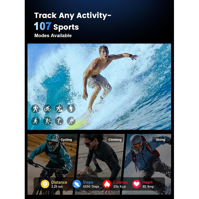 Смарт-годинник для чоловіків, військовий смарт-годинник 2026 року, спортивний годинник, фітнес-годинник 1,39 дюйма для Android та iOS, водонепроникний фітнес-трекер з функцією телефону/серцевий ритм/AI/ChatGPT/понад 100 спортивних режимів, класичний