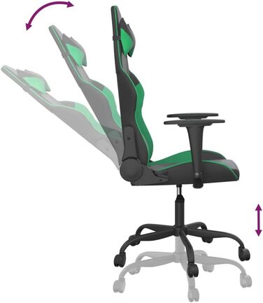 Ігрове крісло, чорно-зелена штучна шкіра, офісне крісло, ігрове крісло, обертове крісло, стілець для столу - 3143644