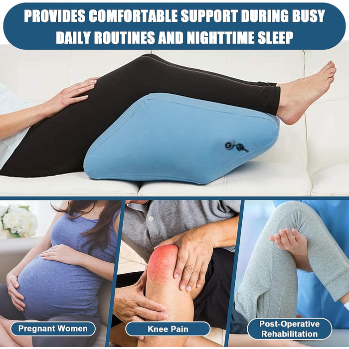Складана подушка для підняття ніг, надувна опора для ніг, надувна подушка для ніг, клиноподібна подушка, стійка до проколів подушка для підтримки колін, зменшує набряк, покращує кровообіг, ідеальна