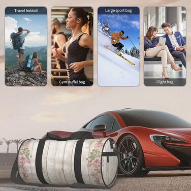 Спортивна сумка-мішок для подорожей, велика сумка для моря з квітковим принтом на дерев'яній основі, чорна, універсальний розмір, дорожня сумка