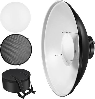 Стандартний відбивач Soonpho Beauty Dish 42 см/16 дюймів із чорною стільниковою решіткою, білим розсіювачем і сумкою для зберігання, світловідбивачем Photo Studio Strobe Flash для Bowens Mount Studio Flash