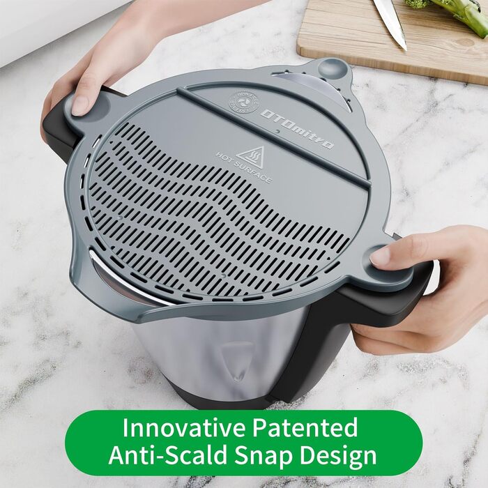 Ситечко OTOmitra Spout для змішування чаші Monsieur Cuisine Connect і Smart, насадка-ситечко для кухонного комбайна MCC Lidl, допоміжний засіб для наливання для MCS, ситечко для пасти BPA Frei, кухонне ситечко, ситечко для зливу овочів (сірий)Ситечко для 