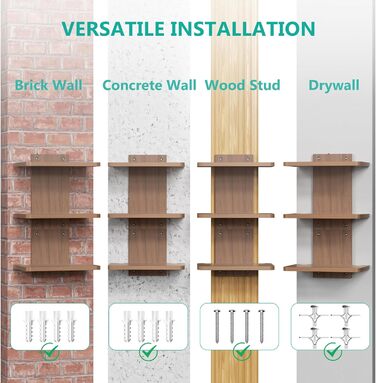 Плаваючі полиці для розважального центру WALI, витримує до 10 кг, полиця для телевізора з посиленою деревиною для DVD-програвачів, кабельних приставок, ігрових консолей, аксесуарів для телевізорів (CS201N), 1 полиця, 3 полиці