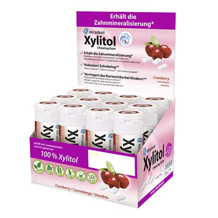 Жувальна гумка miradent Xylitol Dental Care журавлина– 12 шт.