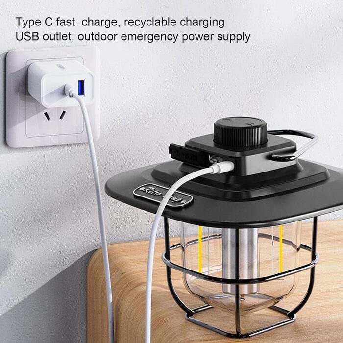 Світлодіодний кемпінговий ліхтар портативний наметовий ліхтар, що перезаряджається, з 3 режимами світла, індикатором заряду батареї, водонепроникний за стандартом IPX4, для кемпінгу, подорожей, нічної риболовлі