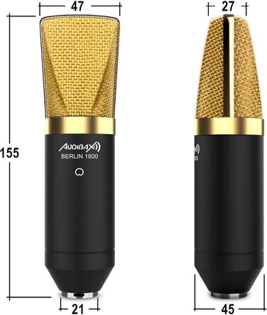 Студійний набір мікрофонів Audibax Berlin 1800 Gold Pro Pack мікрофон, стійка, поп-фільтр та кабелі
