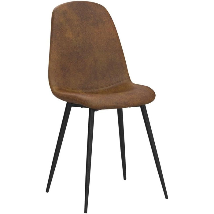Комплект обідніх стільців Homy Casa з 4 предметів, скандинавський вінтажний стиль, сидіння зі штучної замші зі сталевими ніжками чорного та коричневого кольорів.
