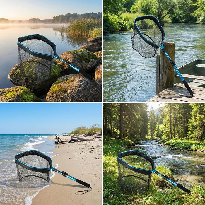 Гумований підсак для риболовлі, телескопічний складаний підсак, сачок для лосося, сома, окуня, легко ловити та випускати