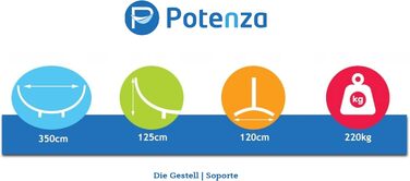 Каркас вуличного гамака Potenza Рама XXL 350см, 220кг I рама для гамаків, сталева рама атмосферостійка (основний графіт)